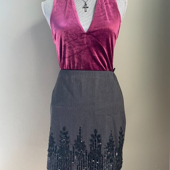 Grey Sequin Mini Skirt - Picture 4 of 6